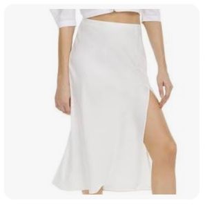 Danielle Bernstein Who What Wear White Side Slit Midi Skirt